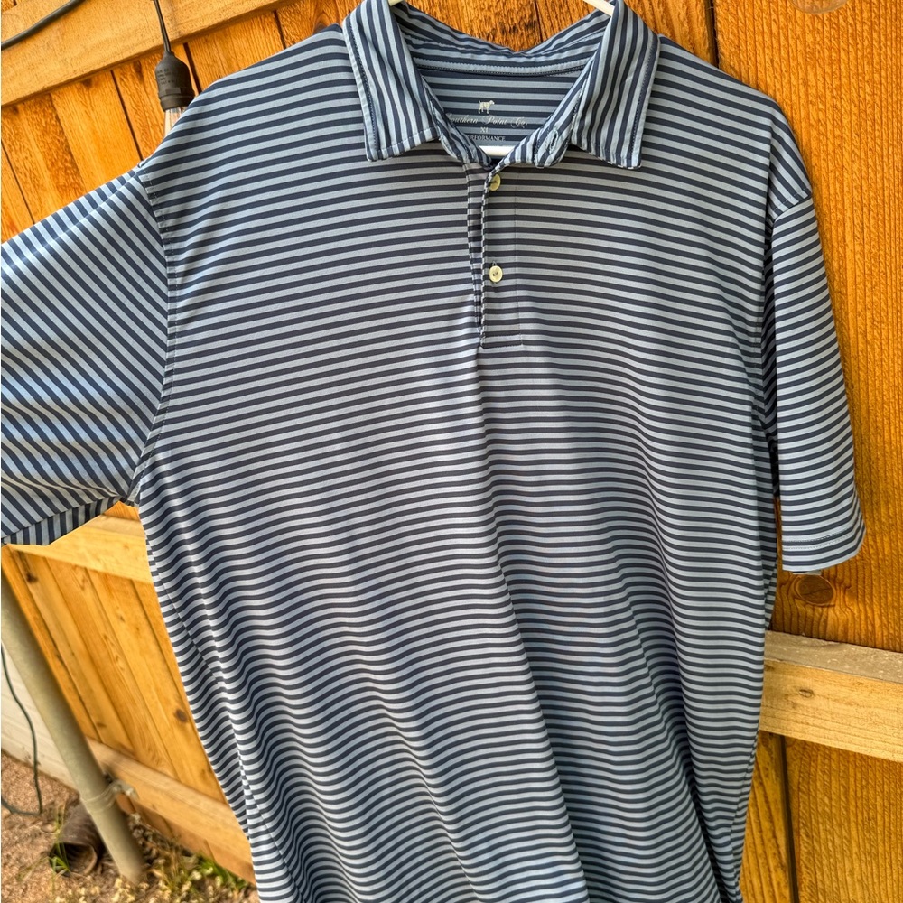 Blue and White Striped Polo Shirt with Nautical Style